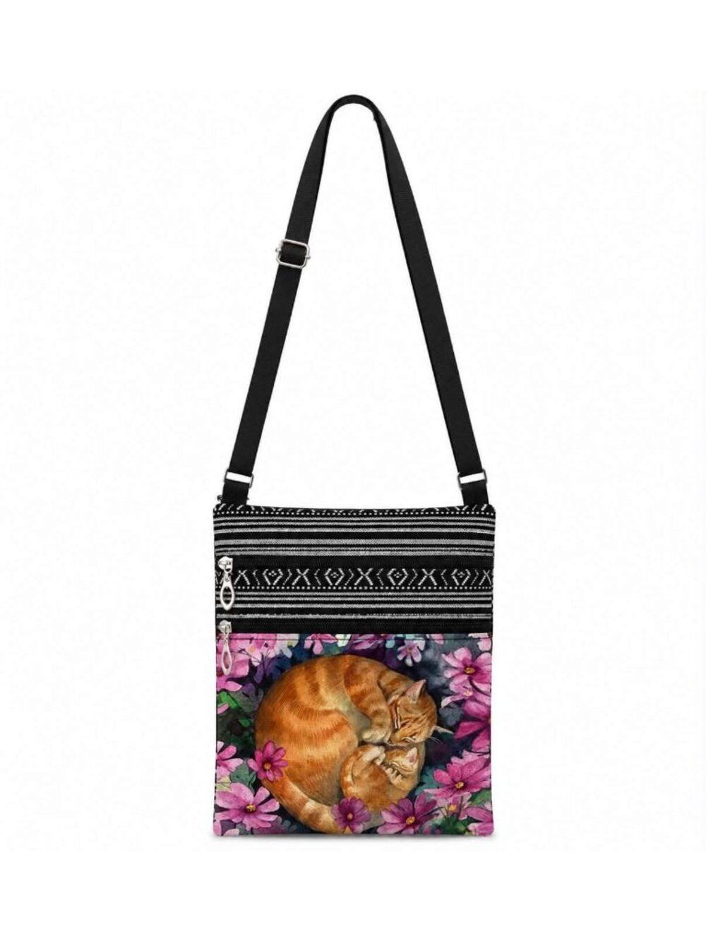 Sleeping Cat & Kitten Crossbody Bag
